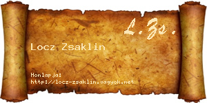 Locz Zsaklin névjegykártya